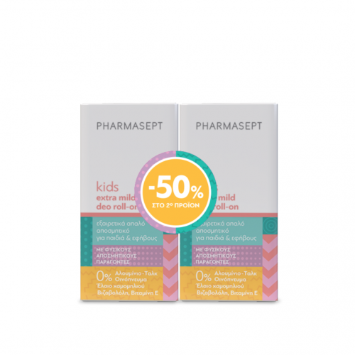 Pharmasept Kids Extra Mild Deo Roll-on Αποσμητικό για Παιδιά & Εφήβους, (-50% στο 2ο προϊόν) 2x50ml